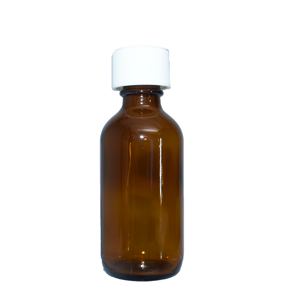 2 oz. Amber Boston Round with White Child-Resistant Cap (20/400) (V23) (V1)