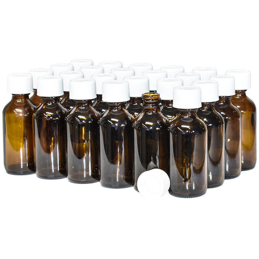 2 oz. Amber Boston Round with White Child-Resistant Cap (20/400) (V23) (V1)