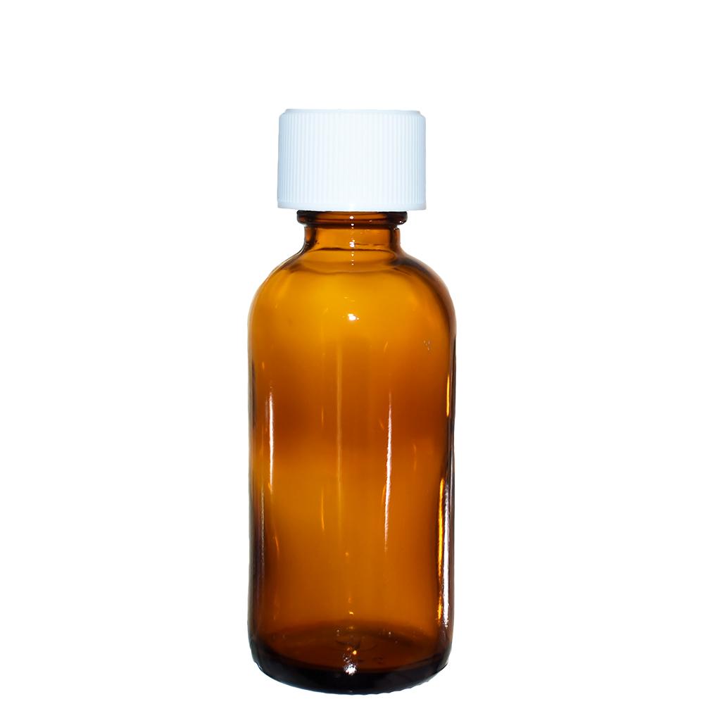 2 oz. Amber Boston Round with White Child-Resistant Cap (20/400) (V5) (V1)