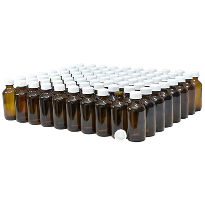 2 oz. Amber Boston Round with White Cone Cap (20/400) (V23) (V20)