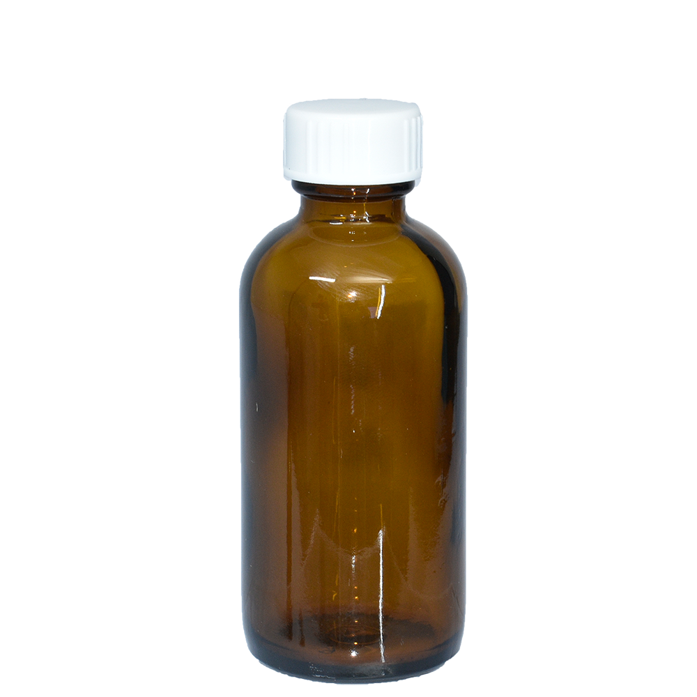 2 oz. Amber Boston Round with White Cone Cap (20/400) (V5) (V20)