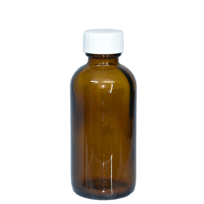 2 oz. Amber Boston Round with White Cone Cap (20/400) (V5) (V20)