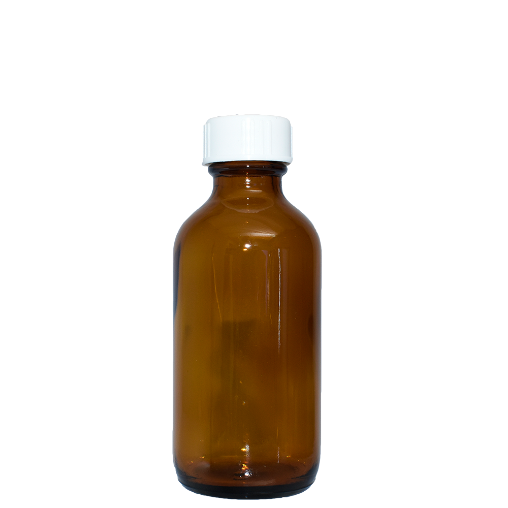 2 oz. Amber Boston Round with White Cone Cap (20/400) (V8) (V20)