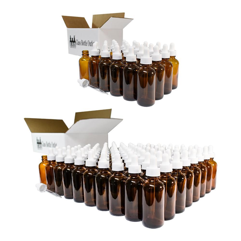 2 oz. Amber Boston Round with White Glass Dropper (20/400) (V5) (V8)