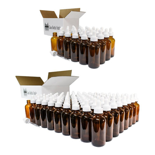 2 oz. Amber Boston Round with White Glass Dropper (20/400) (V5) (V8)