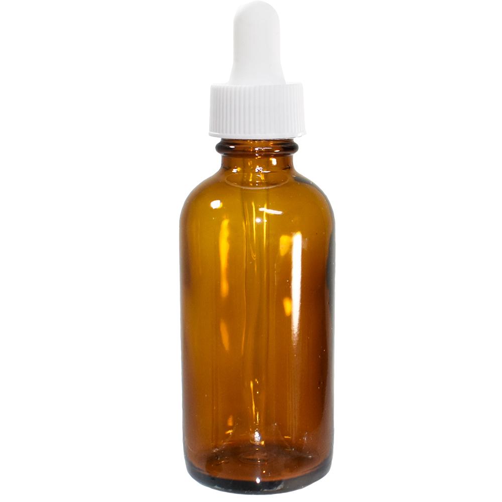 2 oz. Amber Boston Round with White Glass Dropper (20/400) (V5) (V8)