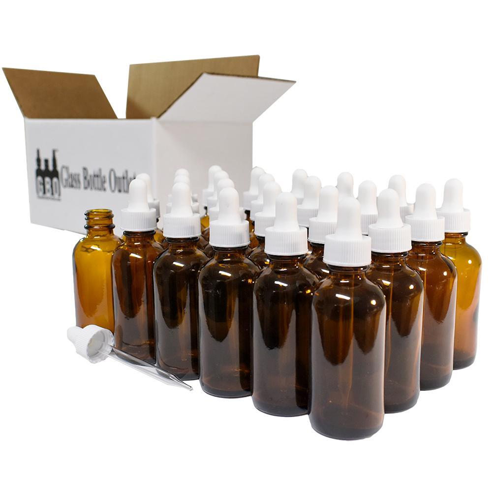 2 oz. Amber Boston Round with White Glass Dropper (20/400) (V5) (V8)