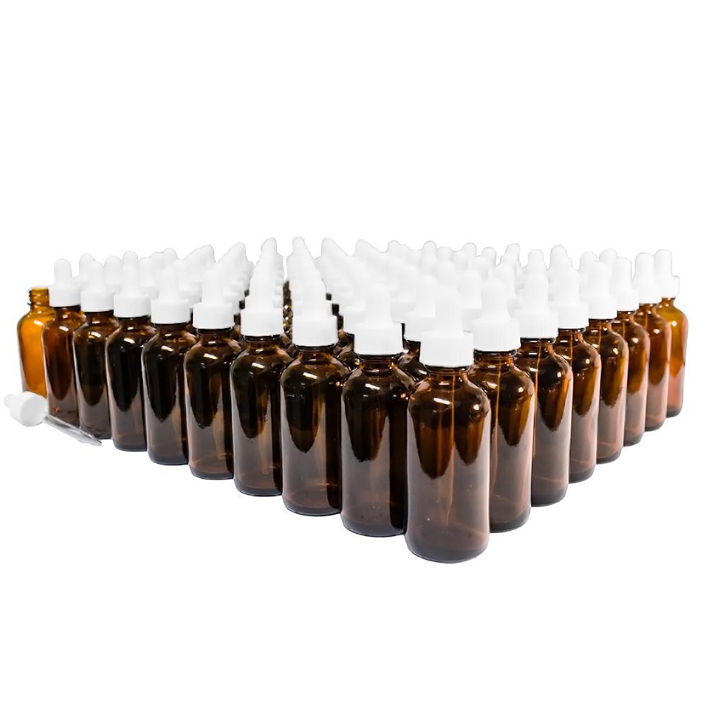 2 oz. Amber Boston Round with White Glass Dropper (20/400) (V5) (V8)