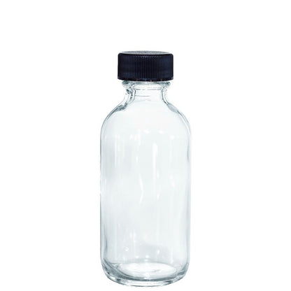 2 oz. Clear Boston Round with Black Cap (20/400) (V20) (V6)