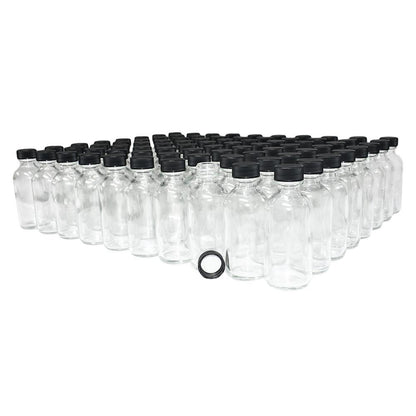 2 oz. Clear Boston Round with Black Cap (20/400) (V20) (V6)
