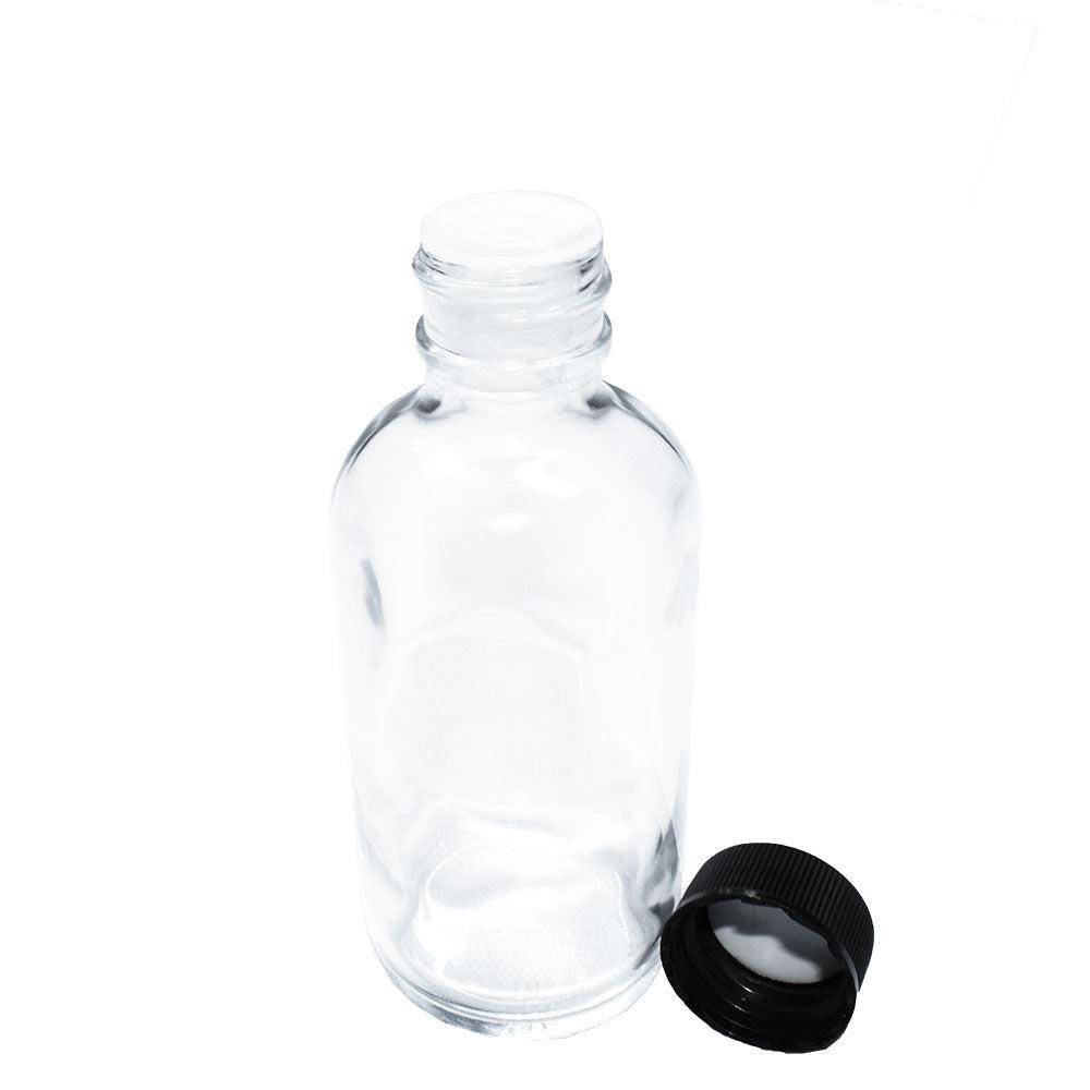 2 oz. Clear Boston Round with Black Cap (20/400) (V5) (V1)