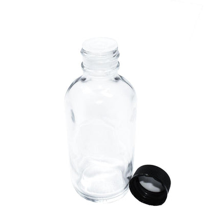 2 oz. Clear Boston Round with Black Cap (20/400) (V5) (V1)