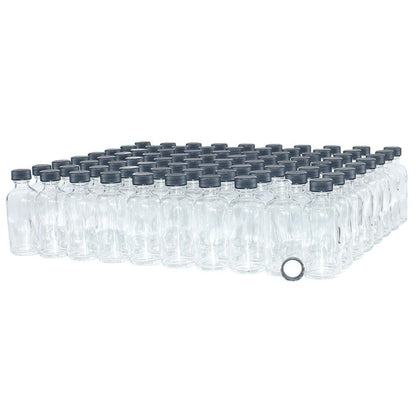 2 oz. Clear Boston Round with Black Cap (20/400) (V5) (V6)