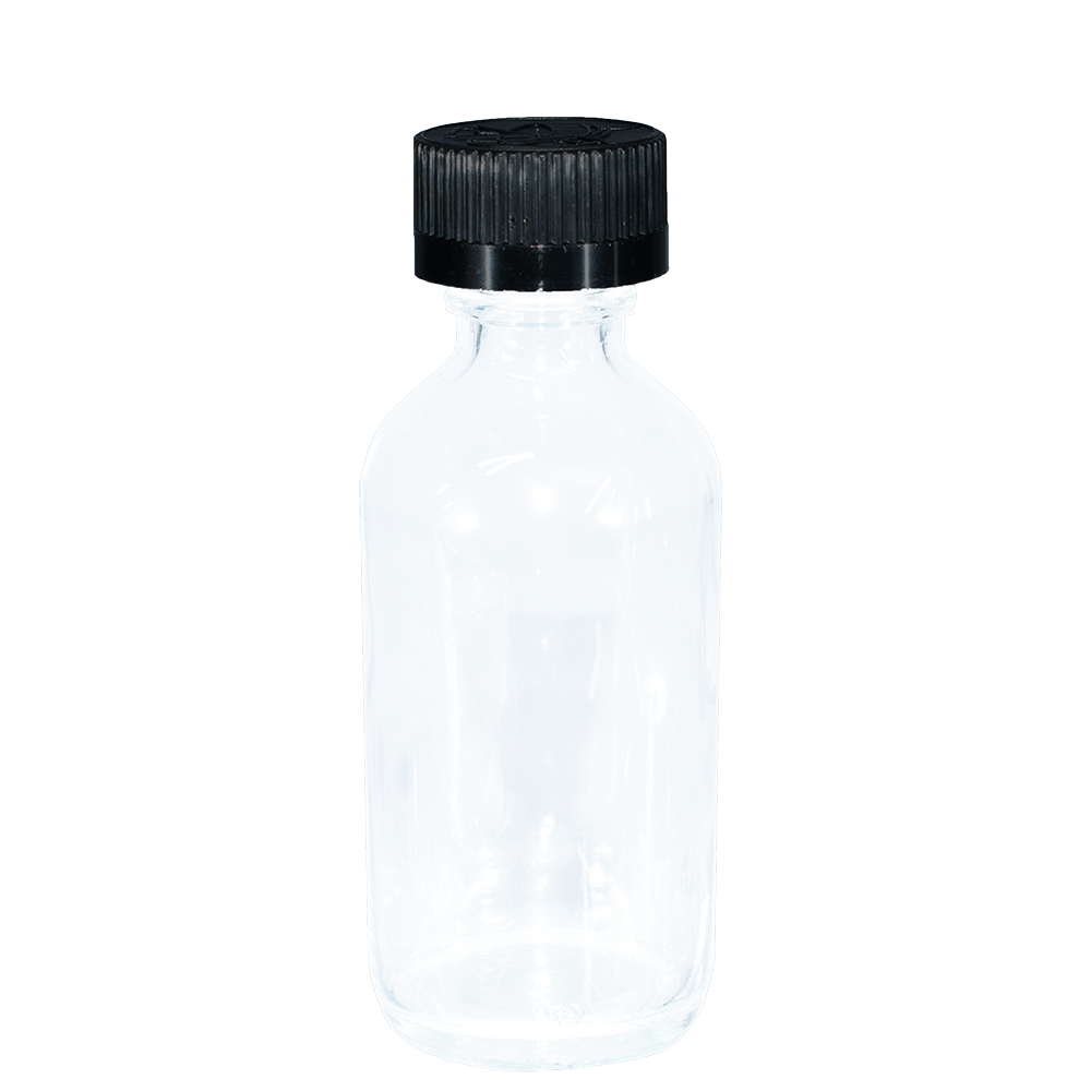 2 oz. Clear Boston Round with Black Child-Resistant Cap (20/400) (V20) (V6)