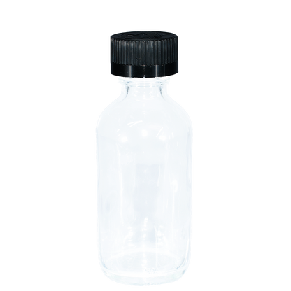 2 oz. Clear Boston Round with Black Child-Resistant Cap (20/400) (V20) (V6)