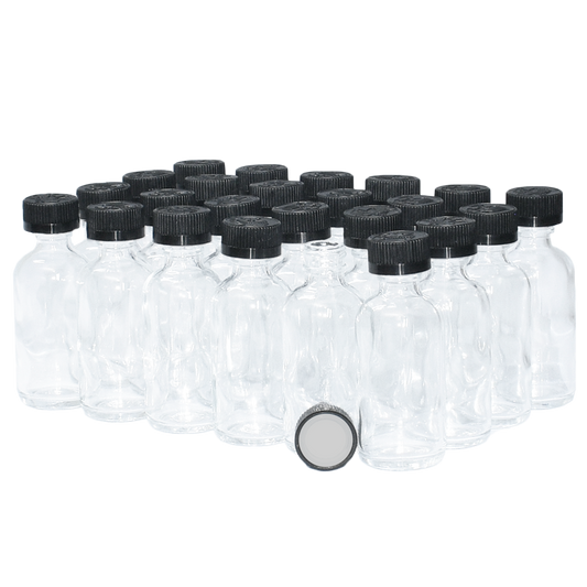 2 oz. Clear Boston Round with Black Child-Resistant Cap (20/400) (V20) (V6)