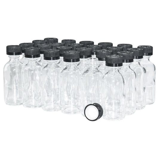 2 oz. Clear Boston Round with Black Child-Resistant Cap (20/400) (V23) (V6)