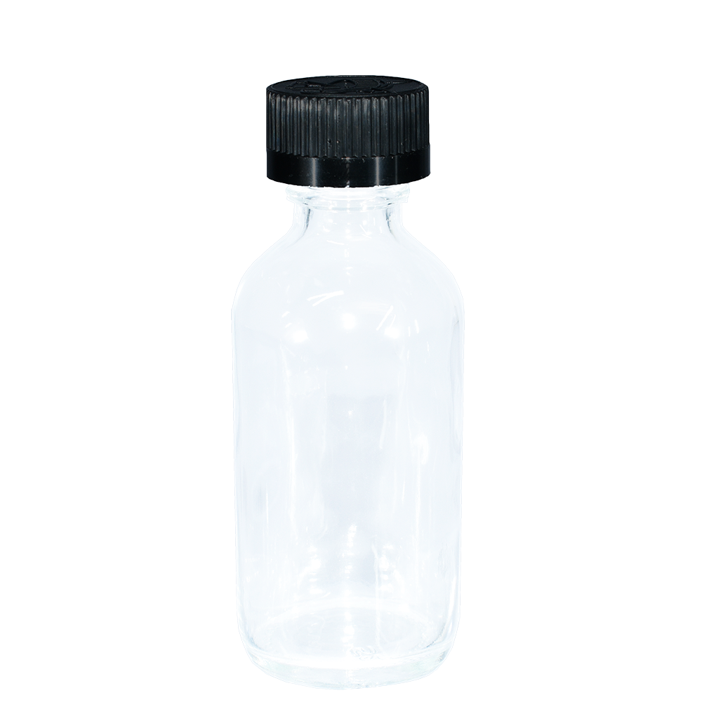 2 oz. Clear Boston Round with Black Child-Resistant Cap (20/400) (V5) (V6)