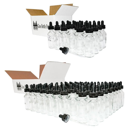 2 oz. Clear Boston Round with Black Child-Resistant Glass Dropper (20/400) (V5) (V8)