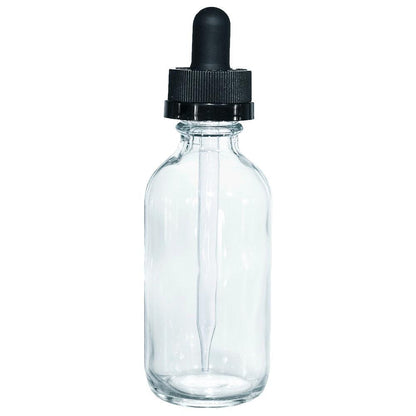 2 oz. Clear Boston Round with Black Child-Resistant Glass Dropper (20/400) (V5) (V8)