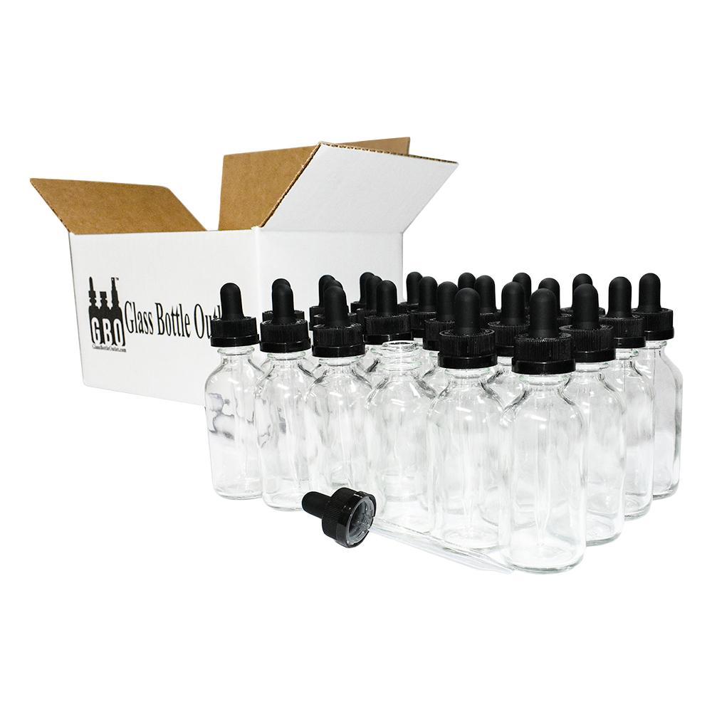 2 oz. Clear Boston Round with Black Child-Resistant Glass Dropper (20/400) (V5) (V8)