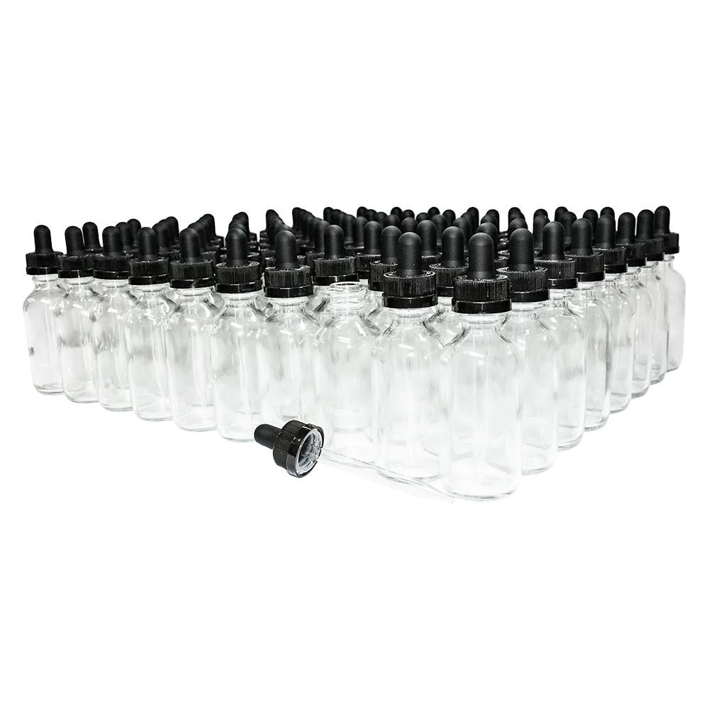 2 oz. Clear Boston Round with Black Child-Resistant Glass Dropper (20/400) (V5) (V8)