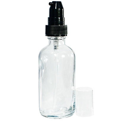 2 oz. Clear Boston Round with Black Cream Pump (20/400) (V4) (V20)