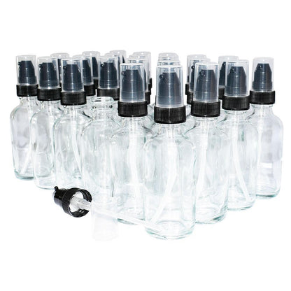 2 oz. Clear Boston Round with Black Cream Pump (20/400) (V4) (V20)