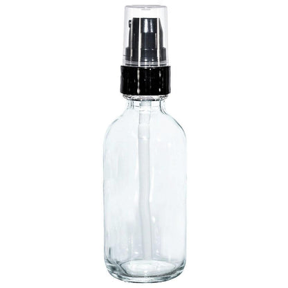 2 oz. Clear Boston Round with Black Cream Pump (20/400) (V8) (V15)