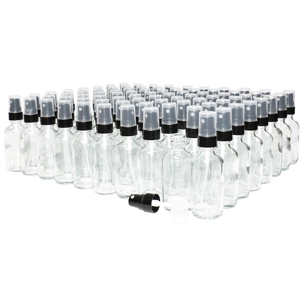 2 oz. Clear Boston Round with Black Fine-Mist Sprayer (.1 ml Per Spray) (20/400) (V4) (V15)