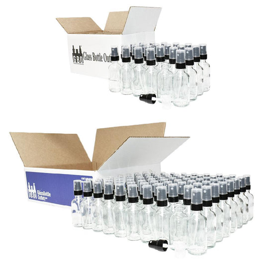 2 oz. Clear Boston Round with Black Fine-Mist Sprayer (.1 ml Per Spray) (20/400) (V4) (V15)