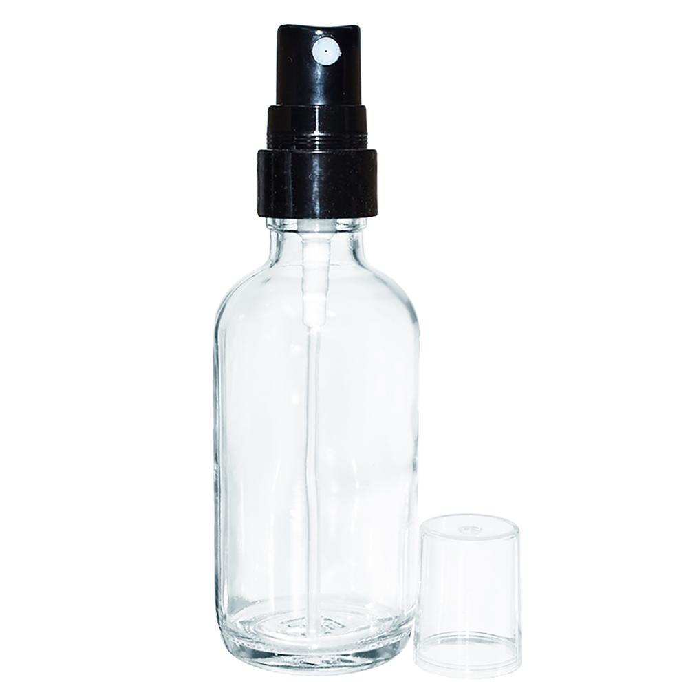 2 oz. Clear Boston Round with Black Fine-Mist Sprayer (.1 ml Per Spray) (20/400) (V4) (V15)