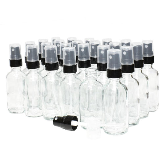 2 oz. Clear Boston Round with Black Fine-Mist Sprayer (.1 ml Per Spray) (20/400) (V4) (V15)