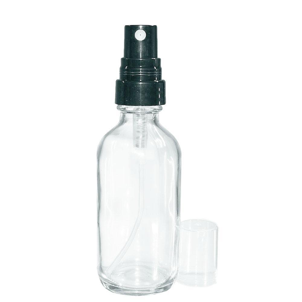 2 oz. Clear Boston Round with Black Fine-Mist Sprayer (.16 ml Per Spray) (20/400) (V20) (V20)
