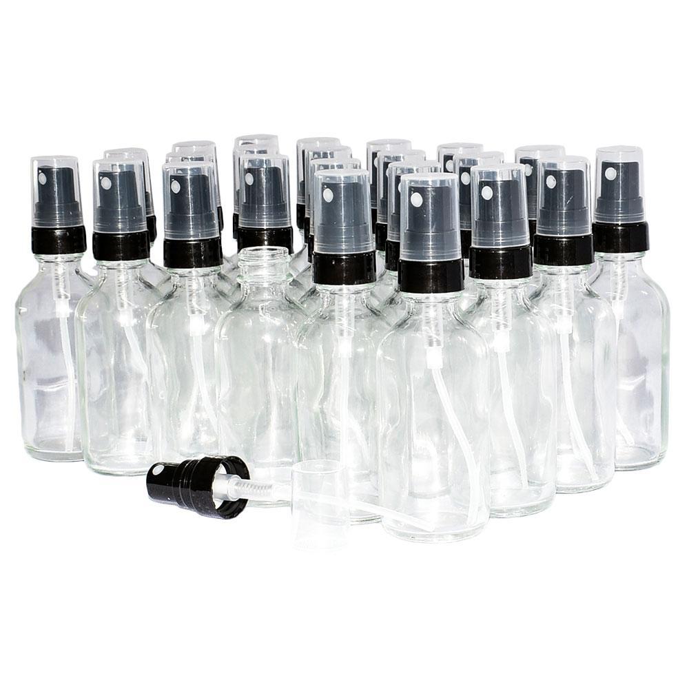 2 oz. Clear Boston Round with Black Fine-Mist Sprayer (.16 ml Per Spray) (20/400) (V20) (V20)