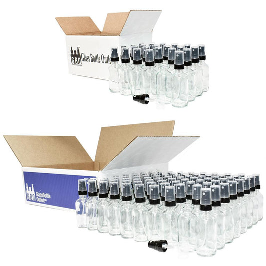 2 oz. Clear Boston Round with Black Fine-Mist Sprayer (.16 ml Per Spray) (20/400) (V4) (V20)