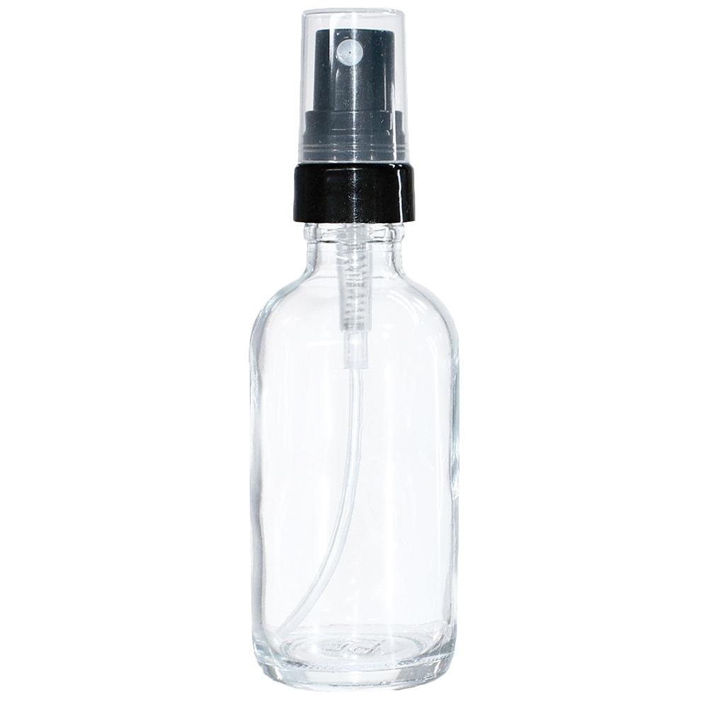 2 oz. Clear Boston Round with Black Fine-Mist Sprayer (.16 ml Per Spray) (20/400) (V4) (V20)
