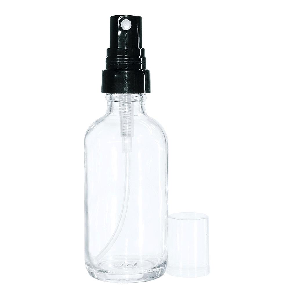 2 oz. Clear Boston Round with Black Fine-Mist Sprayer (.16 ml Per Spray) (20/400) (V4) (V20)