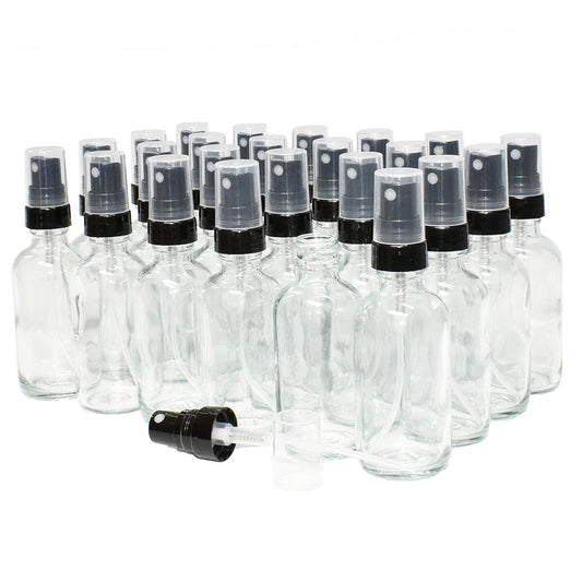 2 oz. Clear Boston Round with Black Fine-Mist Sprayer (.16 ml Per Spray) (20/400) (V4) (V20)