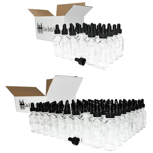 2 oz. Clear Boston Round with Black Glass Dropper (20/400) (V20) (V8)