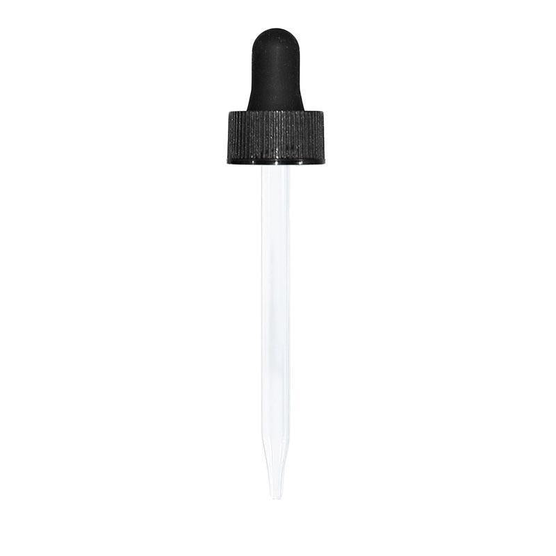 2 oz. Clear Boston Round with Black Glass Dropper (20/400) (V20) (V8)