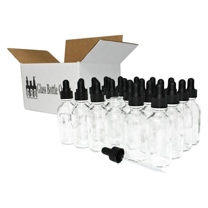 2 oz. Clear Boston Round with Black Glass Dropper (20/400) (V20) (V8)