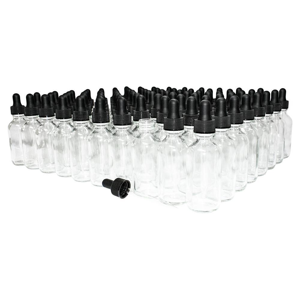 2 oz. Clear Boston Round with Black Glass Dropper (20/400) (V20) (V8)