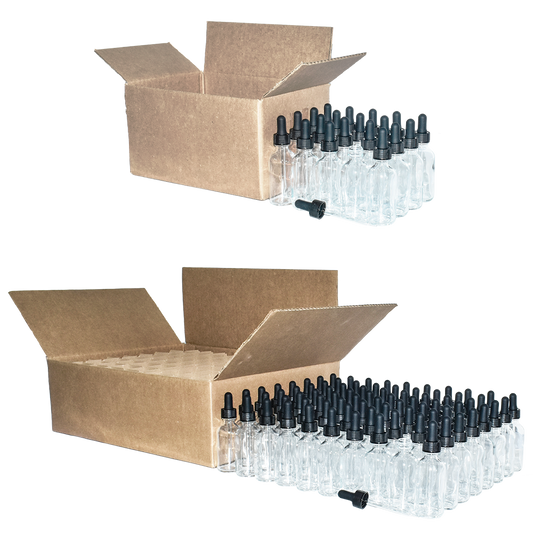 2 oz. Clear Boston Round with Black Glass Dropper (20/400) (V23) (V20)