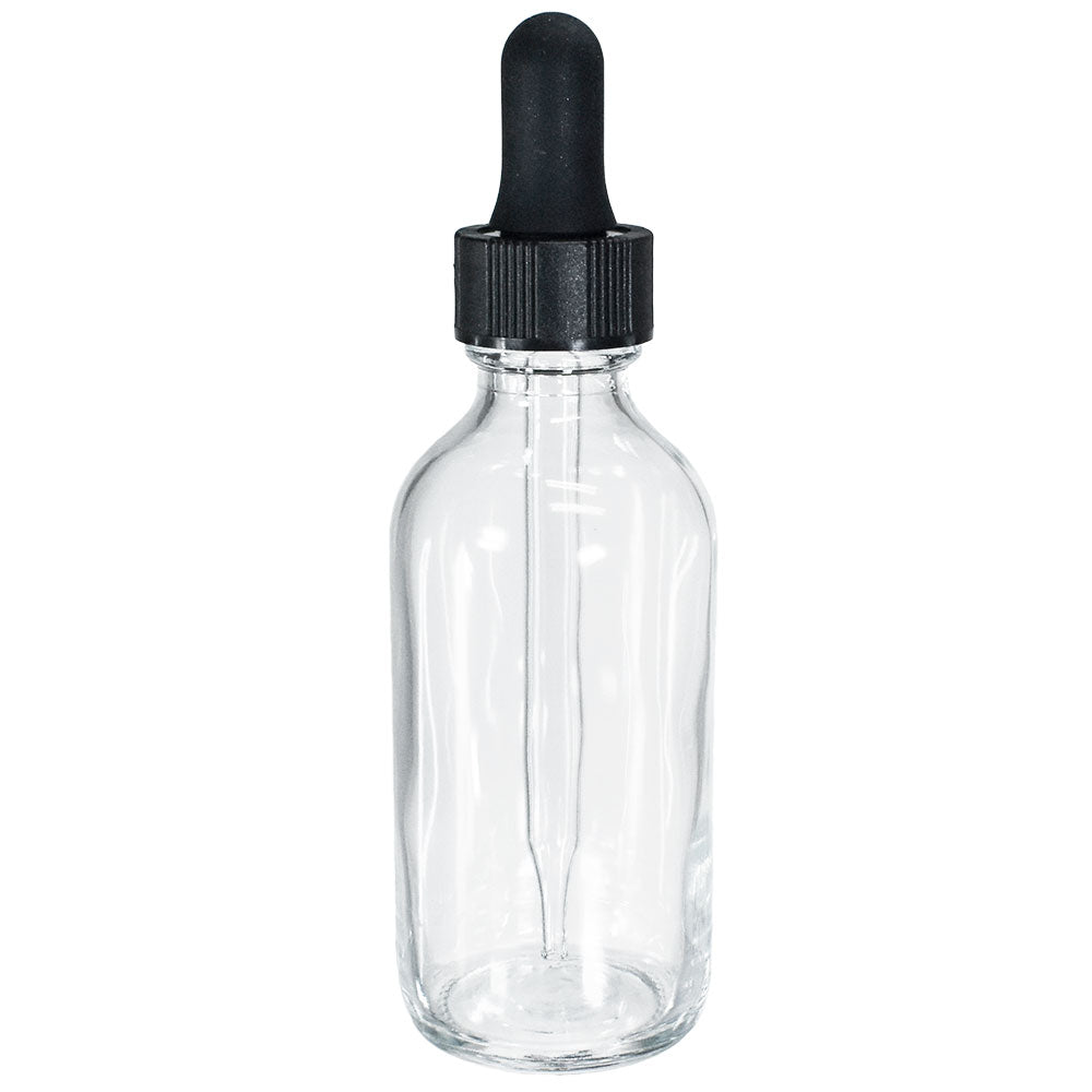 2 oz. Clear Boston Round with Black Glass Dropper (20/400) (V23) (V20)