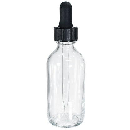 2 oz. Clear Boston Round with Black Glass Dropper (20/400) (V23) (V20)