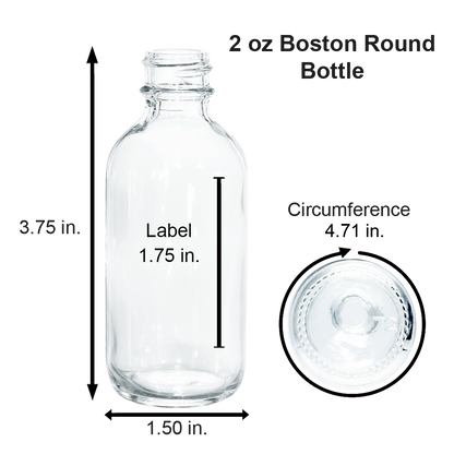 2 oz. Clear Boston Round with Black Glass Dropper (20/400) (V23) (V20)