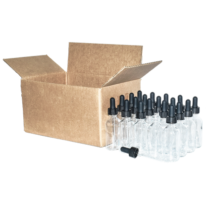 2 oz. Clear Boston Round with Black Glass Dropper (20/400) (V23) (V20)