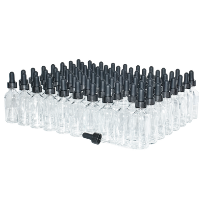 2 oz. Clear Boston Round with Black Glass Dropper (20/400) (V23) (V20)