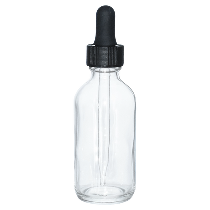 2 oz. Clear Boston Round with Black Glass Dropper (20/400) (V23) (V25)